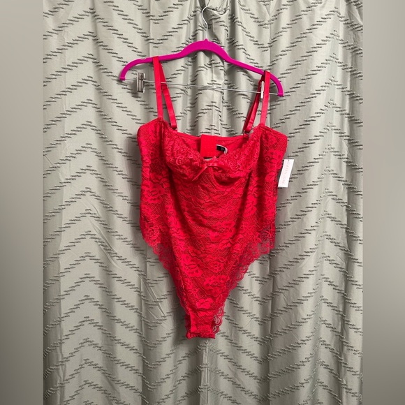 Oh la La Cheri red lace one piece bodysuit size 2X NEW NWT - Picture 1 of 7